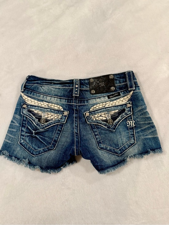 Miss Me Pants - Miss Me Blue Embellished Denim Cutoff Shorts-27